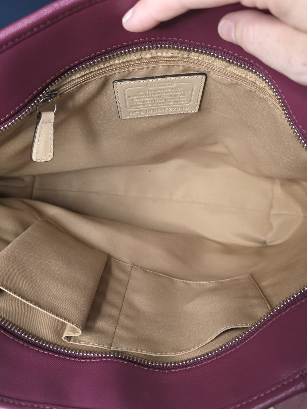 Coach Peyton SaffianoLeather Tote Bag Burgundy - Picture 8 of 11